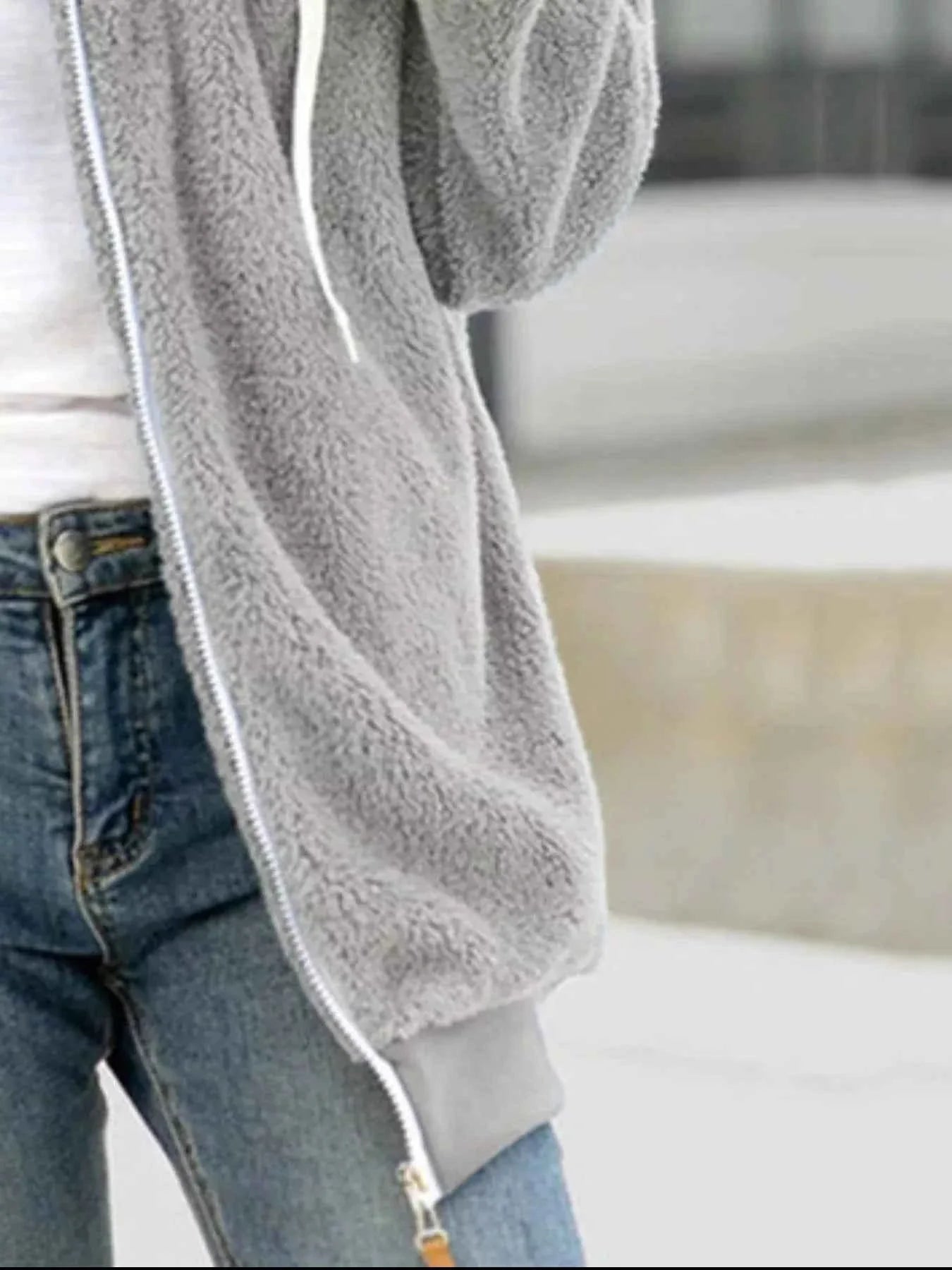 Full Size Cozy Fleece Zip-Up Hooded Jacket Plus Size