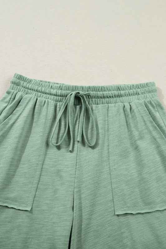 Solid Short Sleeve Tee and Drawstring Pants Set