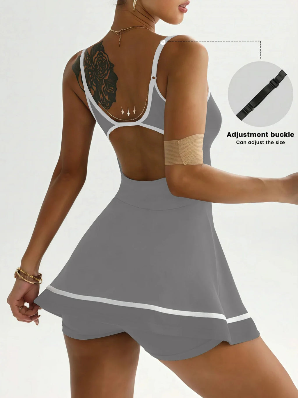 Women's color blocked tennis short skirt