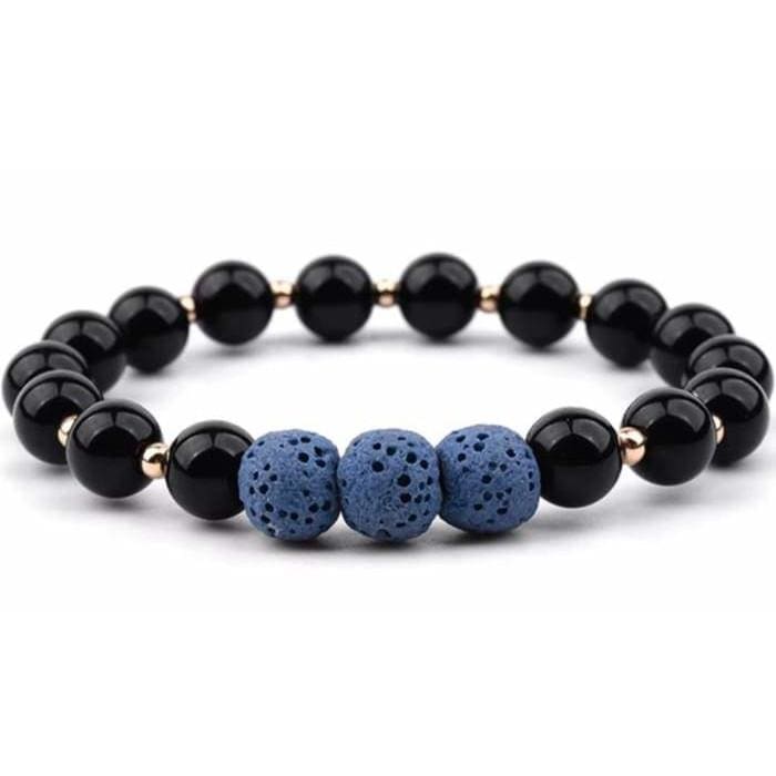 Lava Stone Bracelet - Black Dark Blue
