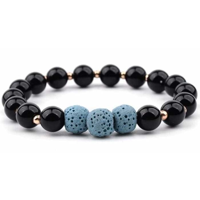 Lava Stone Bracelet - Black Light Blue