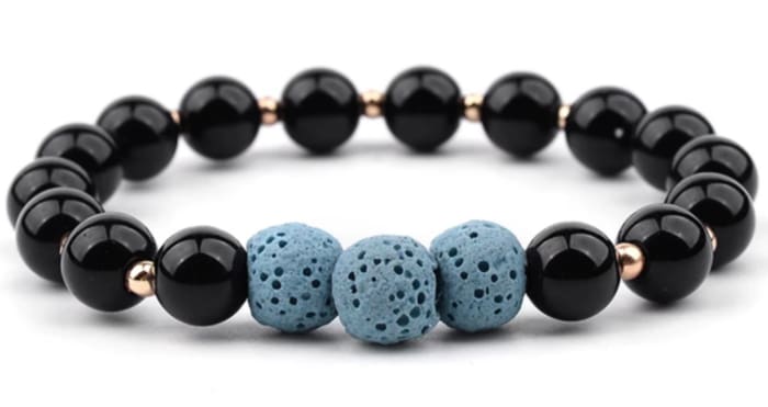 Lava Stone Bracelet - Black Light Blue