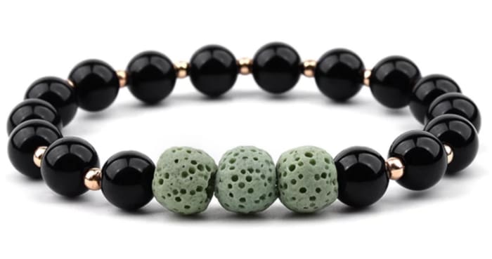 Lava Stone Bracelet - Black Light Green
