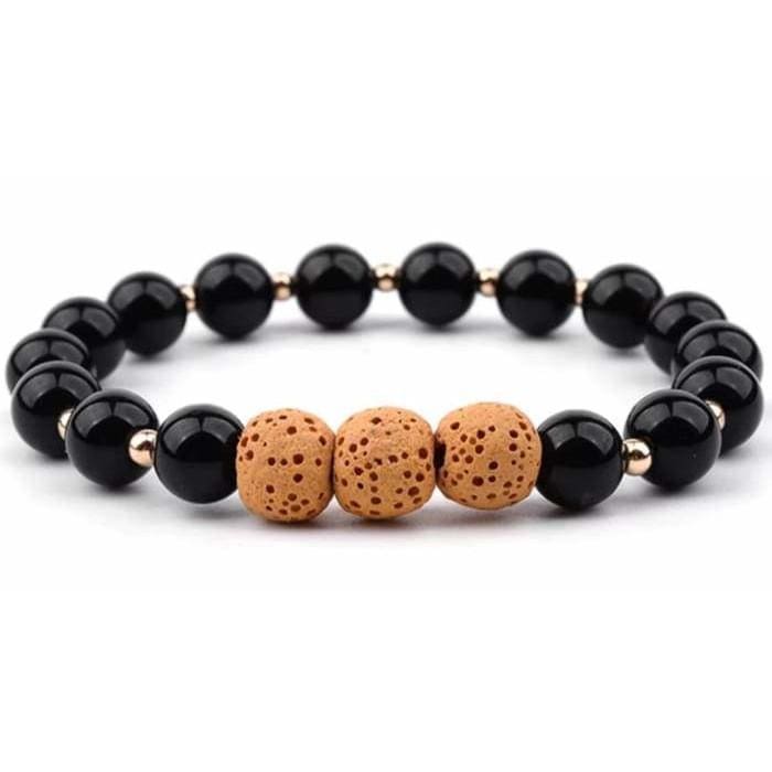 Lava Stone Bracelet - Black Yellow